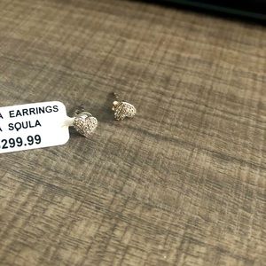 Sterling Silver Heart Diamond Earring